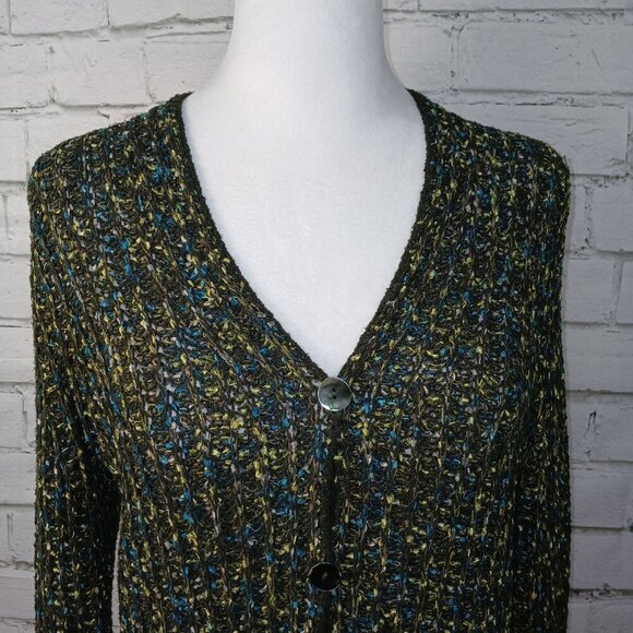 SIGRID OLSEN BUTTON FRONT CARDIGAN MULTI COLORED SIZE MEDIUM - Picture 7 of 8